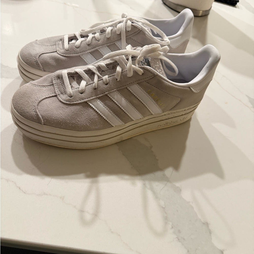 Adidas Women's Cream and White Sneakers